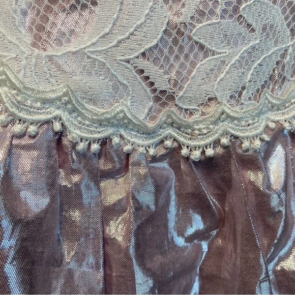 1980s Scott McClintock Metallic Pink & Lace Dress (A8) - Picture 5 of 14